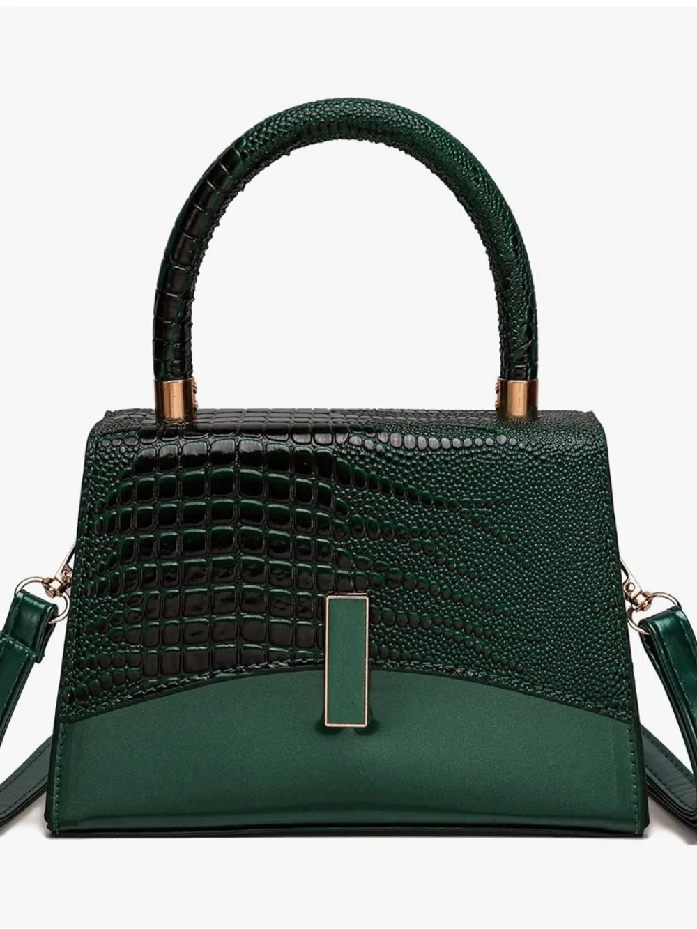 Structured Top-Handle Women's Satchel Bag in Dark Green